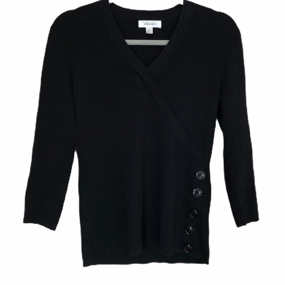 Dressbarn Ribbed Smock Blouse w/ Button De…